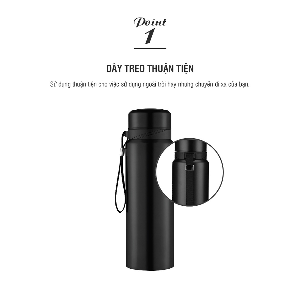 Mô tả Bình giữ nhiệt LocknLock 800ml Vacuum Bottle LHC6180 3 màu , Có khay lọc trà, dây treo xách - K-MALL - 4