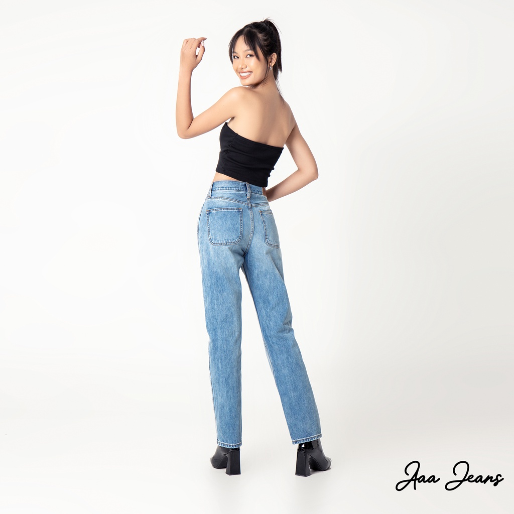 Mô tả Quần jean ống đứng nữ lưng cao classic straight Aaa Jeans - 6