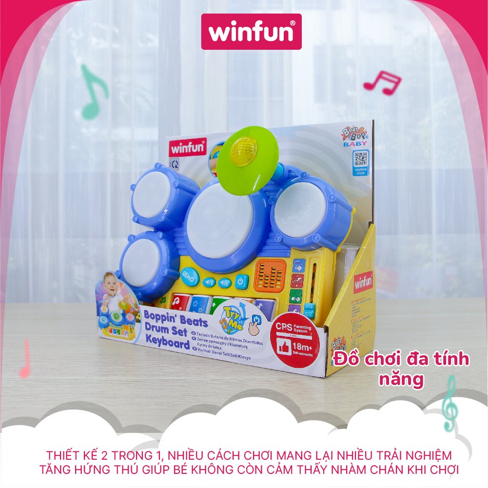 Mô tả Bội trống điện tử cho bé kết hợp có đèn nhạc Winfun 2034 - 2
