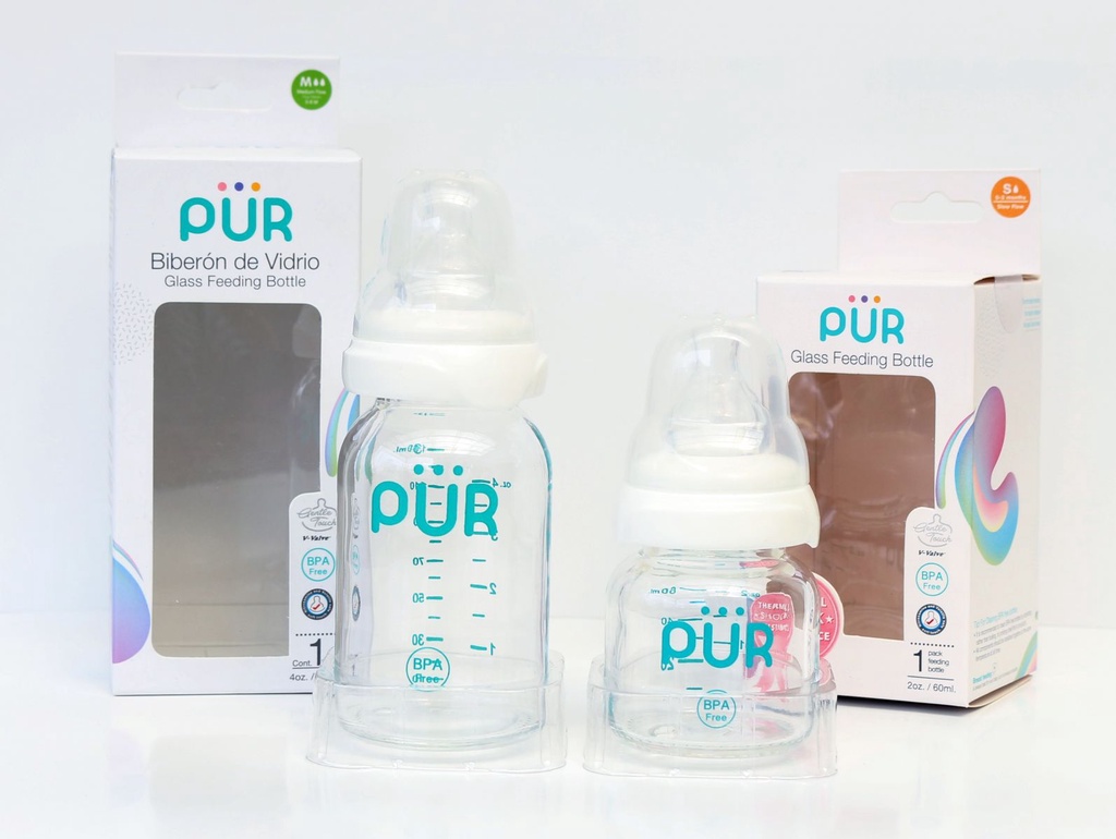 Mô tả Bình sữa thủy tinh PUR chống sốc 60ml, 130ml, 240ml - 1