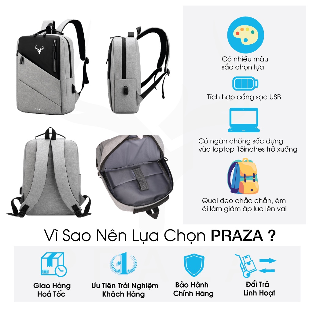 Mô tả Balo Laptop Đựng Vừa Laptop 15.6 inch Praza Deer - BLS0190 - 2