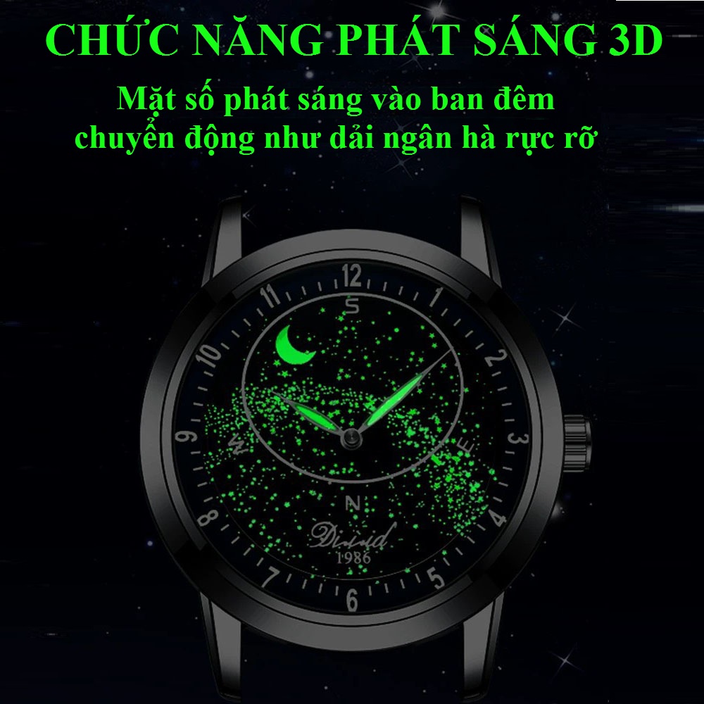 Mô tả Đồng hồ cơ tự động nam DIZIZID Automatic chính hãng - Dây da cao cấp - Thiết kế bầu trời sao chuyển động DZC99 - 8