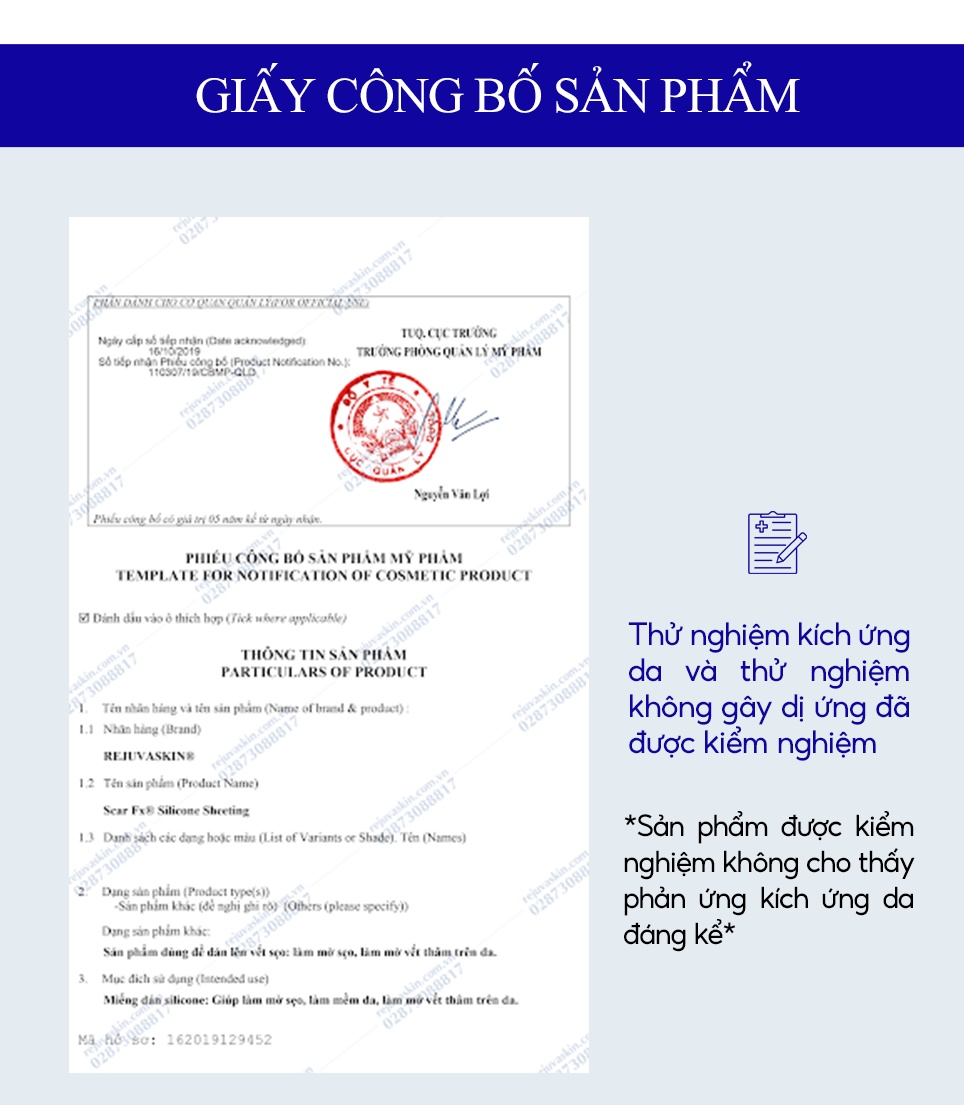 Mô tả Miếng Dán Ngăn Ngừa Và Ép Sẹo Lồi / Phì Đại Rejuvaskin Scar Fx 3,75x7,5cm - 7