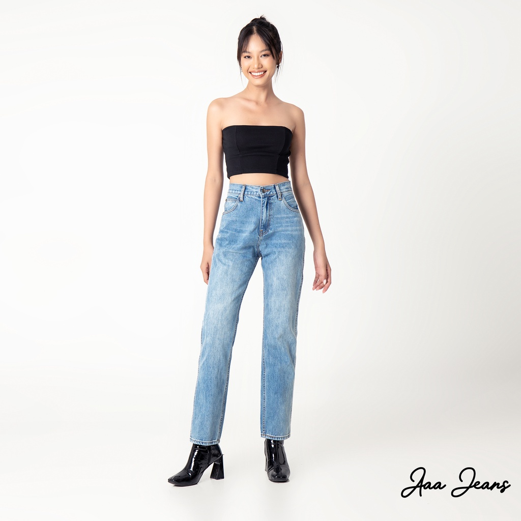 Mô tả Quần jean ống đứng nữ lưng cao classic straight Aaa Jeans - 4
