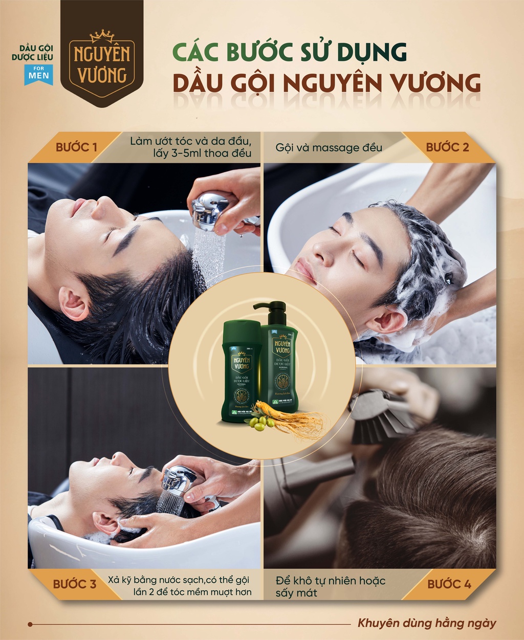 Mô tả {MỚI} Dầu gội dược liệu Nguyên Vương dành cho nam chai 250ml - Hương Lịch Lãm - 4