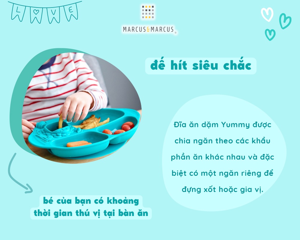Mô tả Đĩa ăn dặm silicon chia ngăn có đế hút chân không chống đổ Yummy Marcus & Marcus, cho bé từ 18 tháng - Ollie - 3