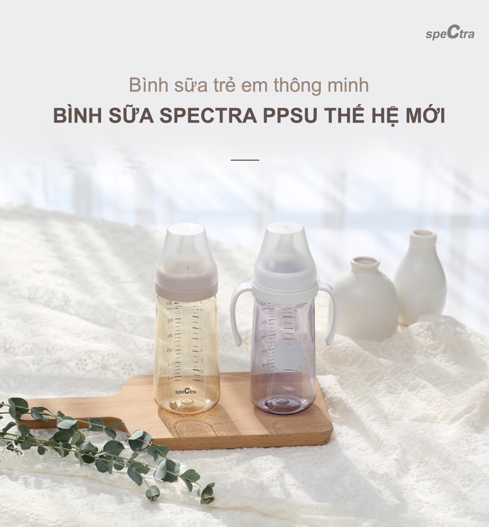 Mô tả Bình sữa PPSU cổ rộng Spectra 260ml kèm núm ti size M/L/XL (Xanh đậm/ Vàng) - 1