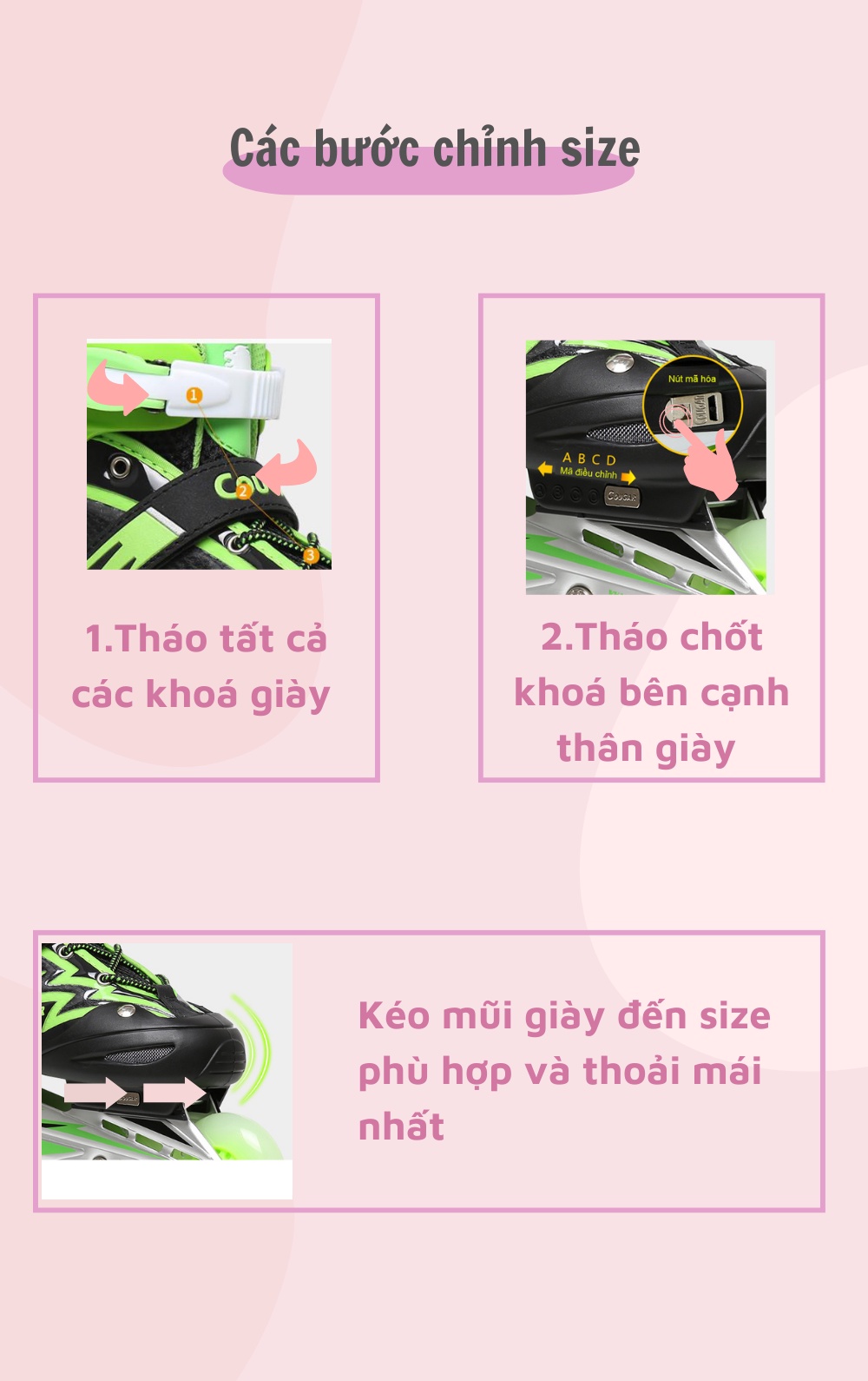 Mô tả Giày Trượt Trẻ Em Cougar 835L Có Nút Chỉnh Size Tiện Lợi Có Form Giầy Chắc Chắn, Phanh Chân An Toàn - 3