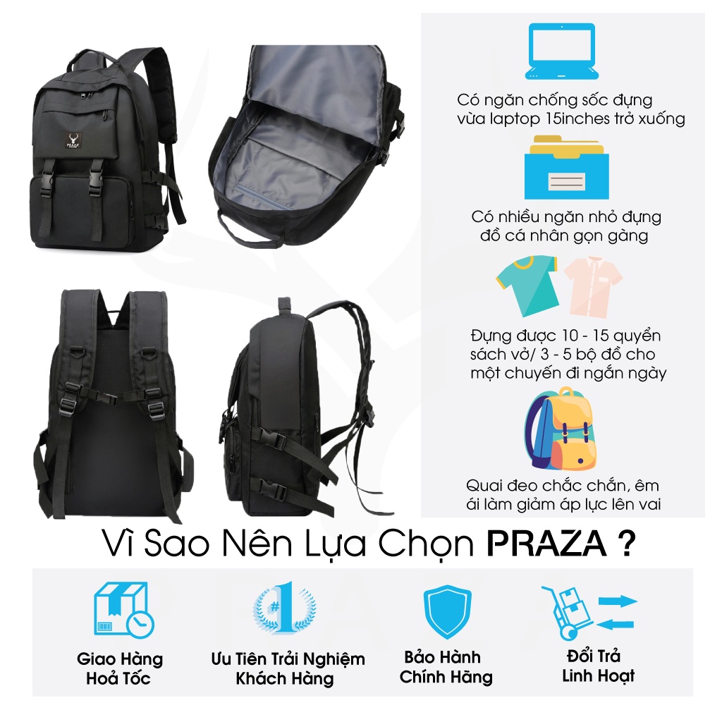 Mô tả Bộ Balo Ulzzang Thời Trang Và Túi Đeo Chéo Cá Tính Praza BL185DC108 (Đen) - 2