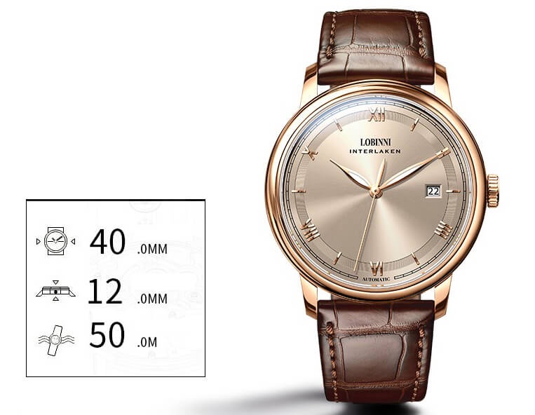 Mặt sau đồng hồ LOBINNI L14003-1 Automatic