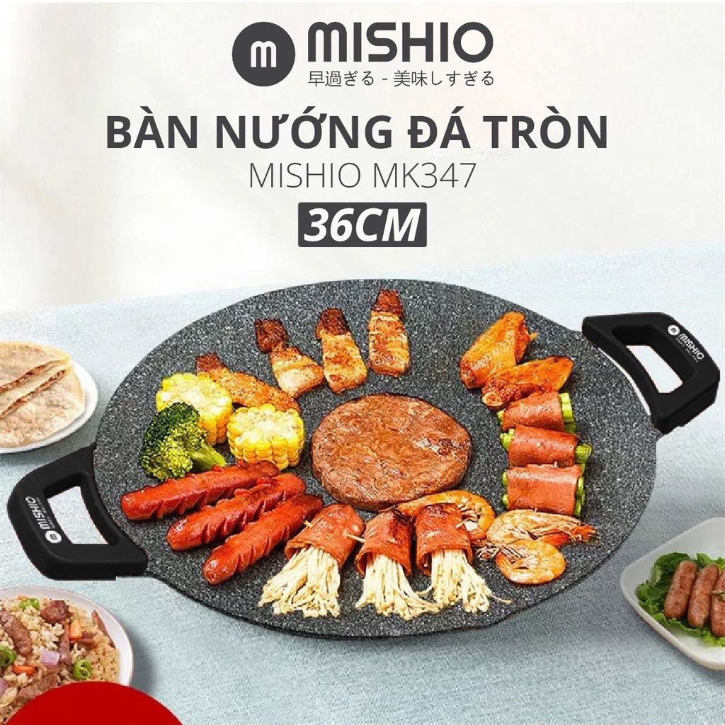 Bàn nướng điện men đá tròn 36cm Mishio MK347