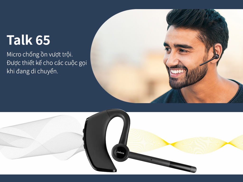 Mô tả Tai Nghe Bluetooth Chống Ồn Jabra Talk 65 Chống Bụi Nước IP54, Sử Dụng 14 tiếng Hàng Chính Hãng - 1