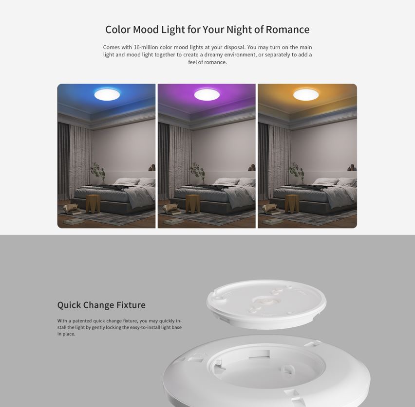 Mô tả Đèn trần thông minh Yeelight Arwen 235C viền siêu mỏng - công suất 18W thay đổi nhiều ngữ cảnh, tương thích Homekit - 3