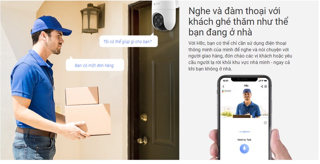 Camera EZVIZ H8C Pro báo động còi hú