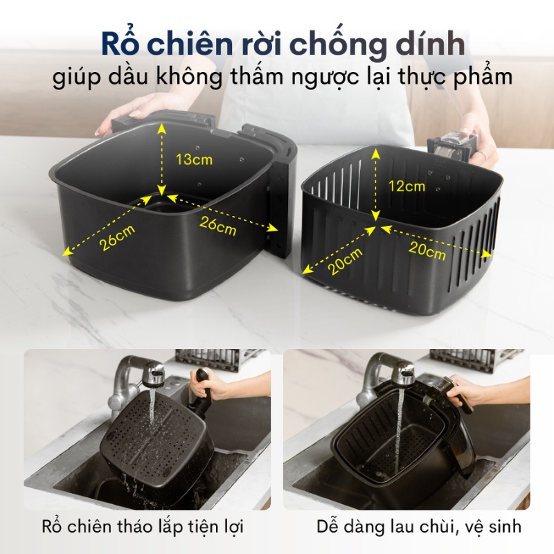 Mô tả Nồi chiên không dầu cao cấp FujiE AF7 - 7.5L - Hàng chính hãng - Bảo hành điện tử 24 tháng - 5
