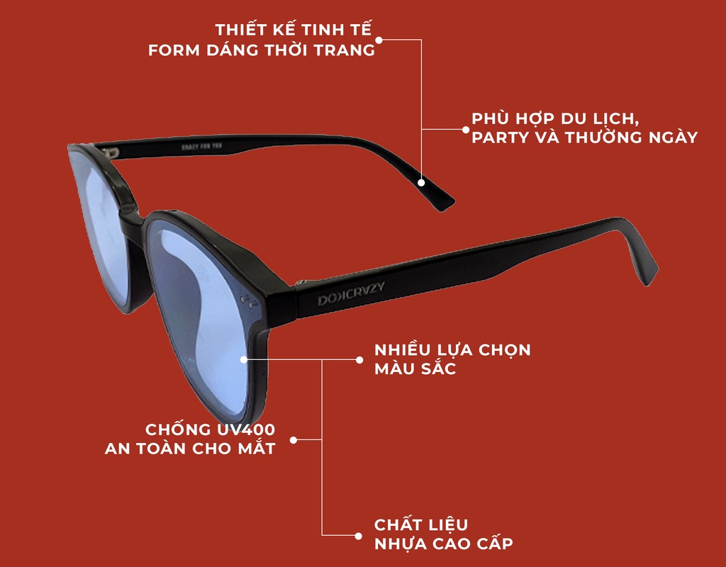 Mô tả Kính mát thời trang DOKCRAZY JELLO Hot Trend phù hợp nhiều dáng mặt chất liệu cao cấp, chống UV400 - 2