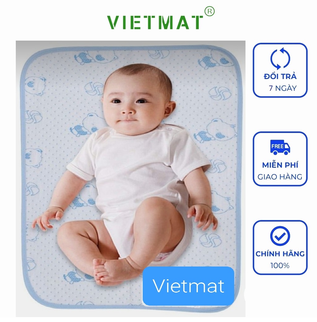 Mô tả Size 50x70cm tấm lót chống thấm cho bé Vietmat lót nôi cũi, nệm 0-1 tuổi, mềm êm, thoáng mát - 2