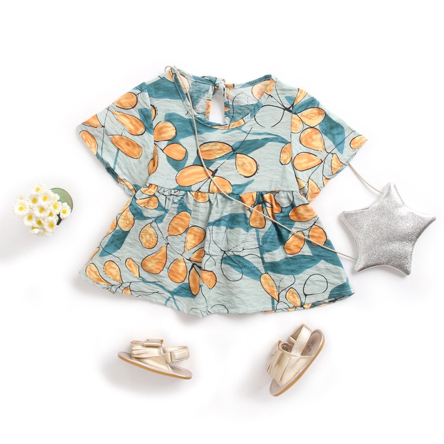 Đầm cotton họa tiết dứa SANLUTOZ cho bé gái