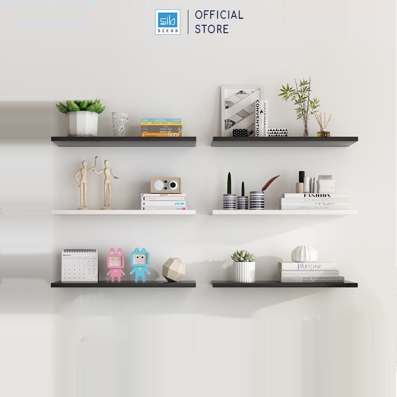 Kệ ngang treo tường SIB Decor - Ứng dụng phòng khách