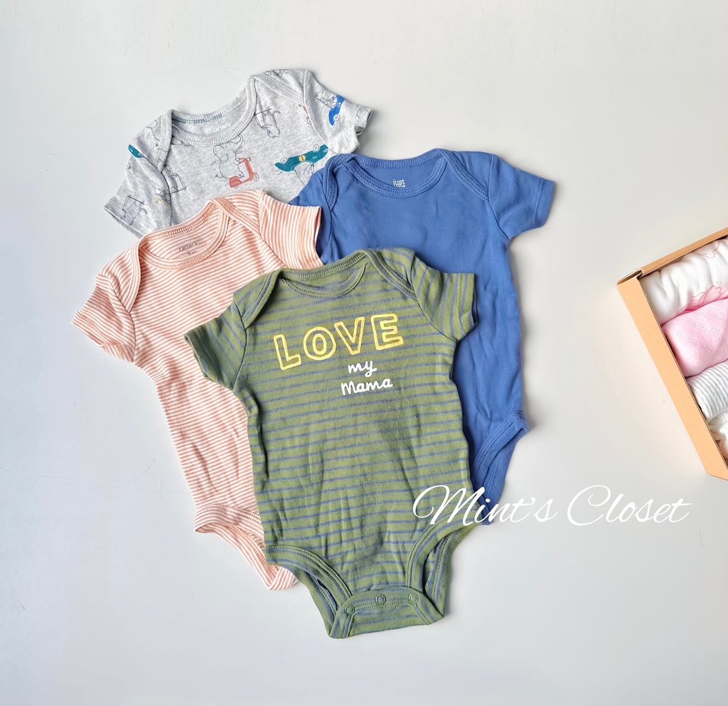 Mô tả Set 4 cái bodysuit tay ngắn ba lỗ 2 dây bé gái - bé trai - sơ sinh màu ngẫu nhiên sơ sinh 1 2 tuổi MINTSCLOSET - S1091 - 4