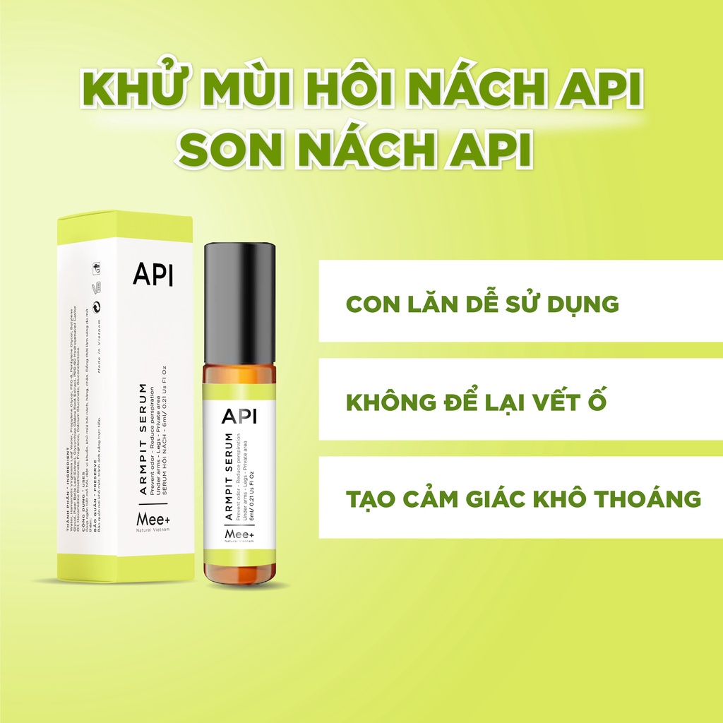 Mô tả Son nách API 10ml, Serum khử mùi hôi nách API 6ml ngăn tiết mồ hôi 72h - 3