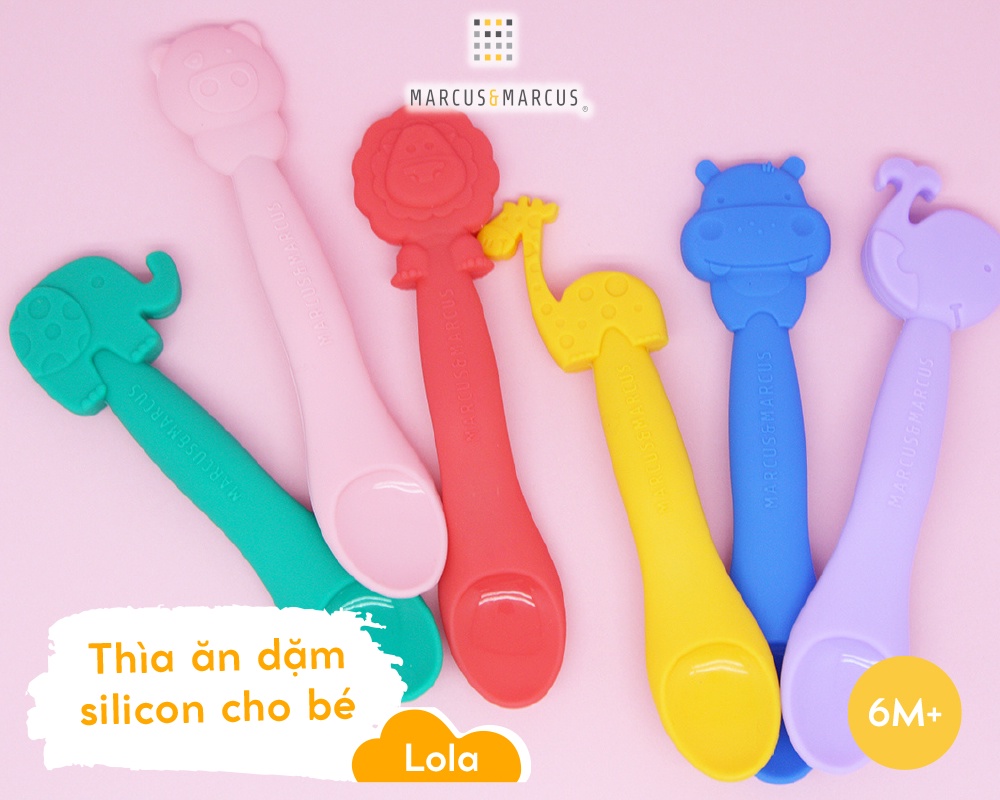 Mô tả Thìa ăn dặm silicon cho bé Marcus & Marcus, từ 6 tháng - Lola - 1
