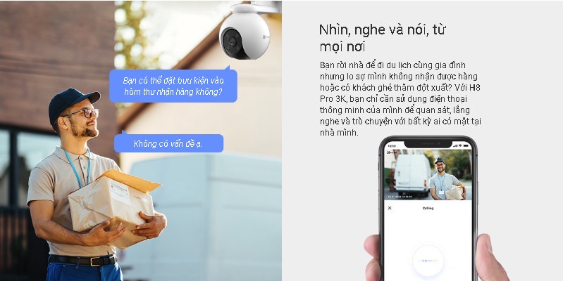 Mô tả Camera WIFI ngoài trời siêu nét EZVIZ H8 2K 3K XOAY 360 ĐÀM THOẠI 2 CHIỀU, MÀU ĐÊM - 7