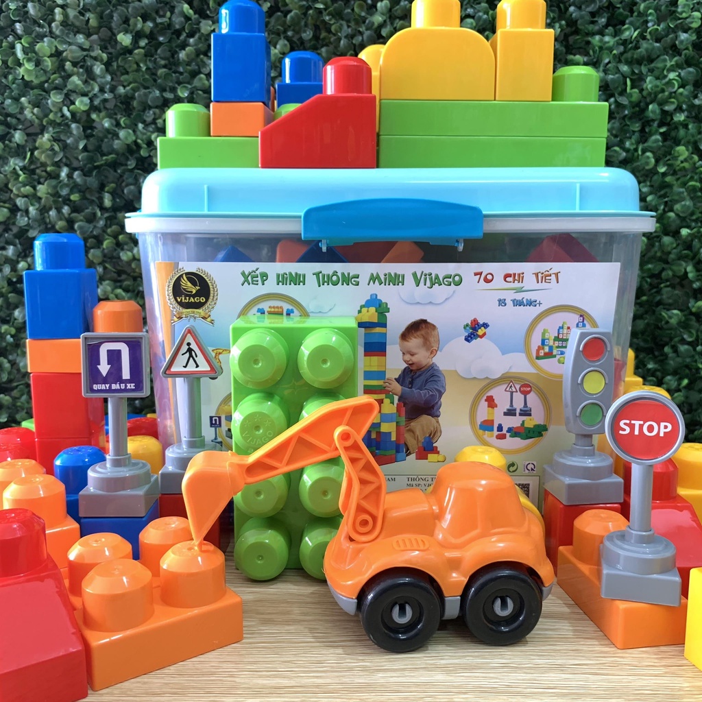 Mô tả Đồ Chơi Xếp Hình Vijago 70 Chi Tiết Có Kèm Hốp Đựng Tiện Lợi - 1