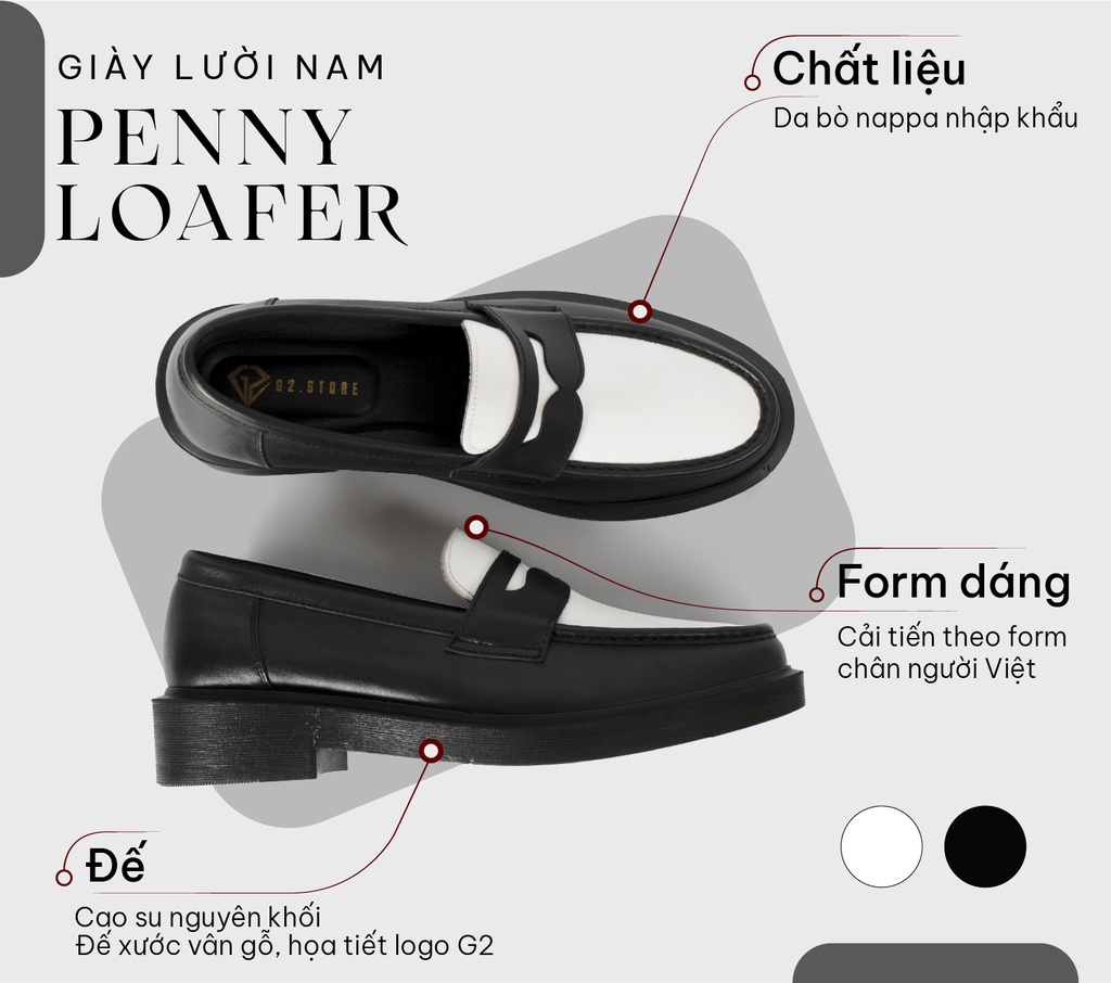 Mô tả Giày lười nam G2 Loafer giày tây công sở trẻ trung bằng da cao cấp chính hãng độn đế  tăng chiều cao - 1