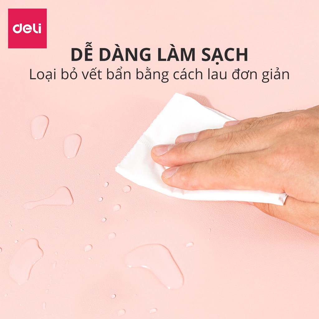 Mô tả Lót Chuột Da DELI 2 Mặt Cỡ Lớn, Bàn Di Chuột Pad Da PU Chống Nước Dày Dặn Siêu Bền Chống Trầy Xước - 4