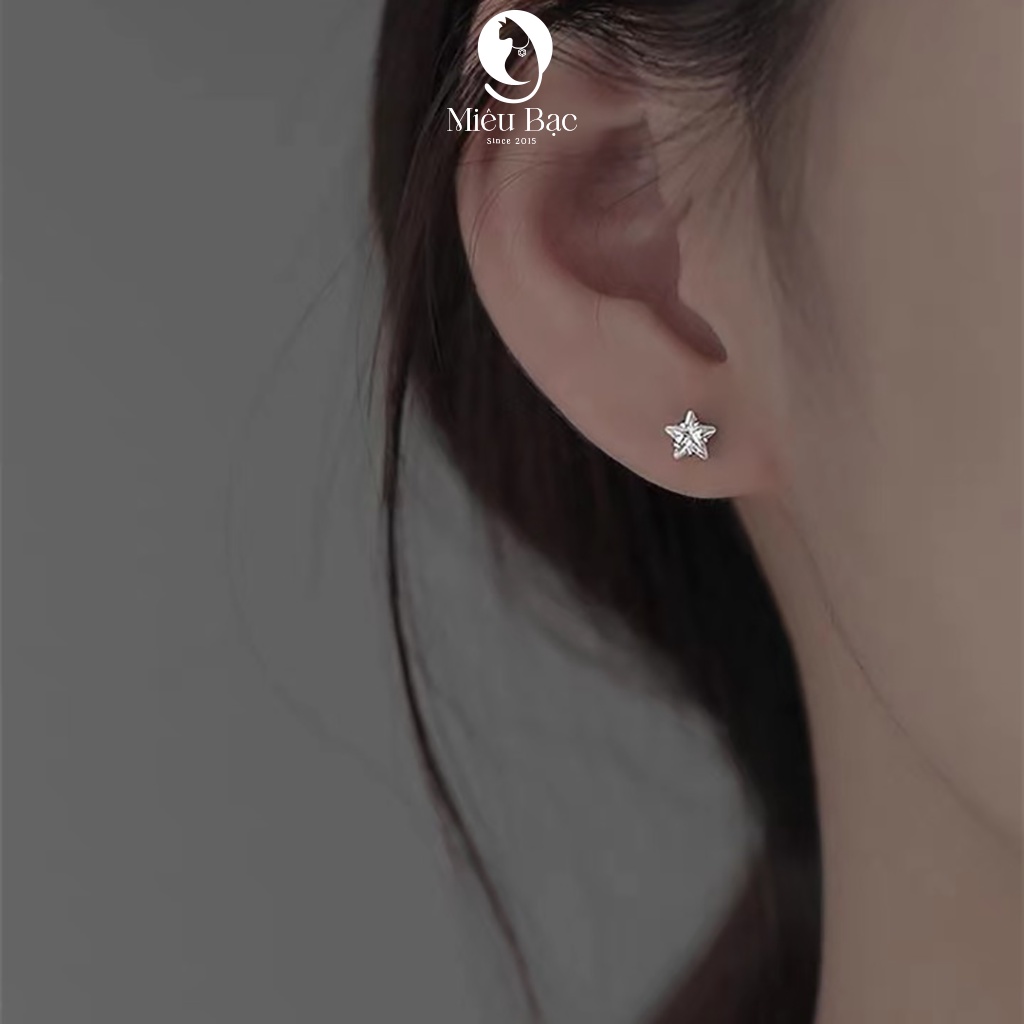 Mô tả Bông tai bạc nữ MIÊU BẠC khuyên tai sao đá nhỏ chất liệu bạc chất liệu s925 thời trang phụ kiện trang sức E028 - 7