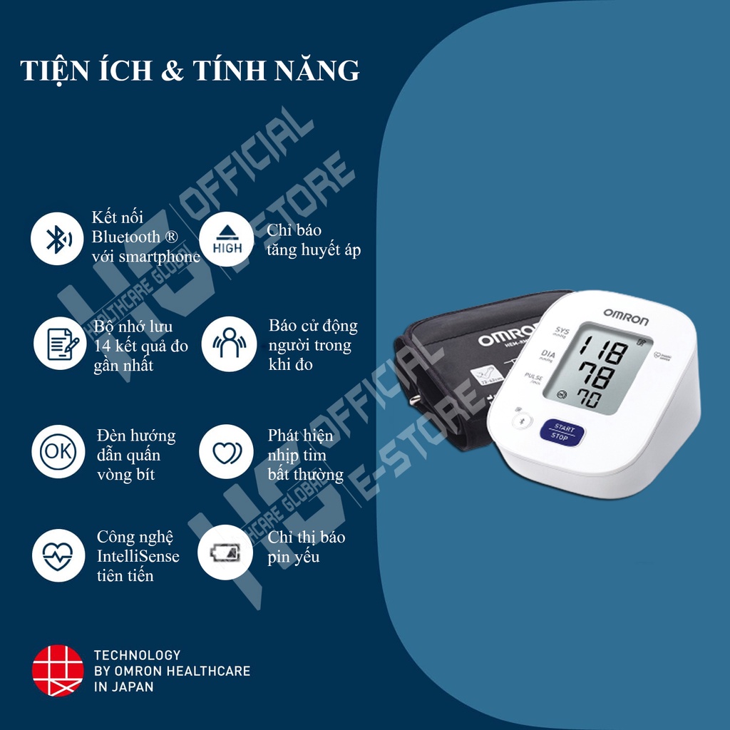 Mô tả Máy Đo Huyết Áp Bắp Tay Omron HEM-7142T2 | Kết Nối Bluetooth Với Smartphone - Thương Hiệu Nhật Bản - 3