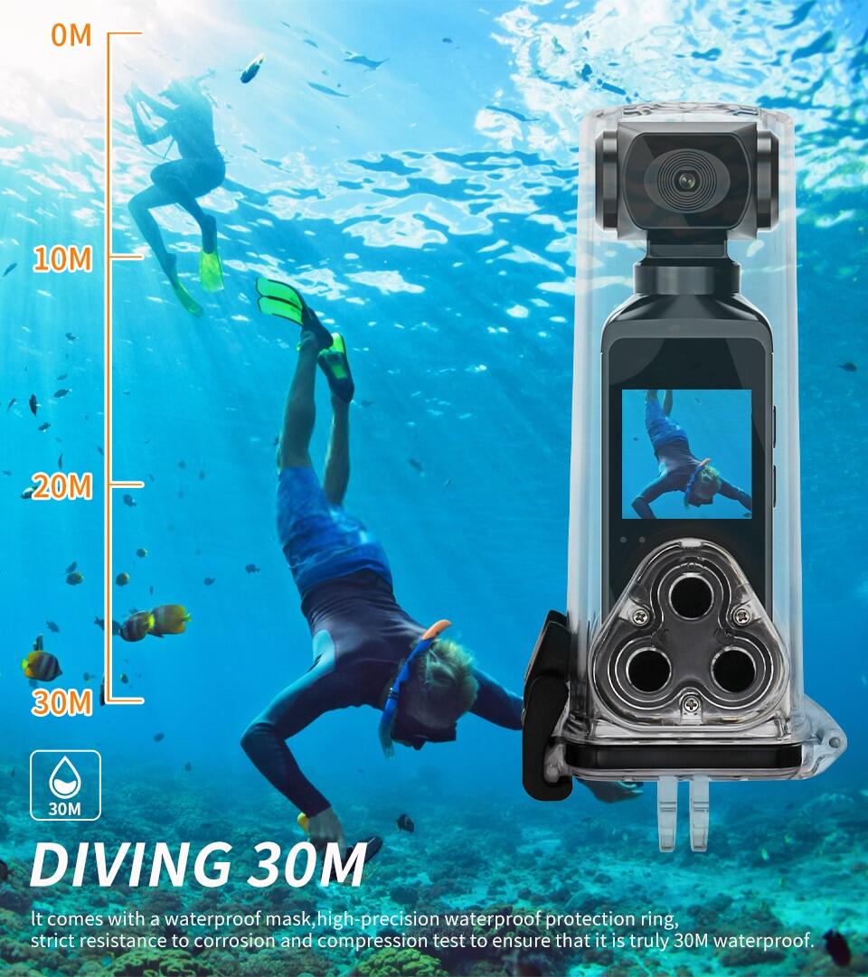 Mô tả Camera hành động thể thao EKLEVA 4K Pocket Cam 1.3 "Màn hình LCD HD 270° Camera thể thao Wifi có thể xoay 30FPS có vỏ chống nước cho mũ bảo hiểm - 3