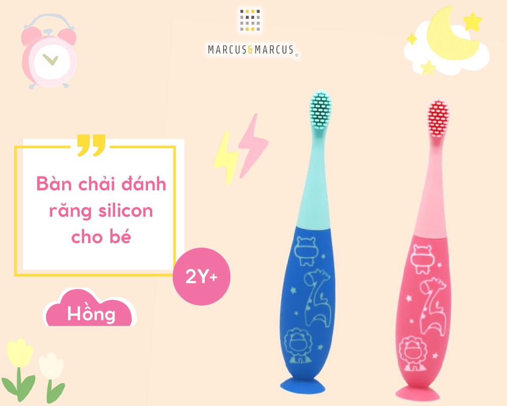 Mô tả Bàn Chải Đánh Răng Silicon Cho Bé Marcus & Marcus, từ 2 tuổi - Hồng - 1