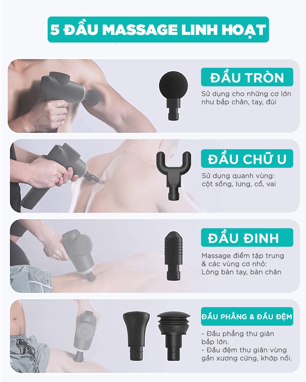 Mô tả Súng Massage Cao Cấp KINGTECH MAX 1 -  Máy Mát xa Chuyên Nghiệp Giúp Giảm Đau, Giãn Cơ Cho Gymer, Runner, Vận Động Viên - 5