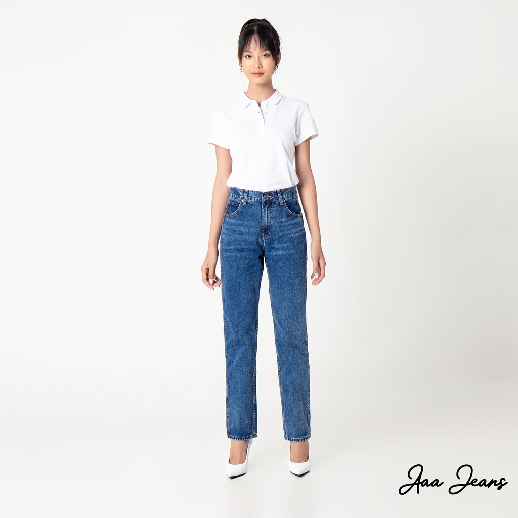 Mô tả Quần jean ống đứng nữ lưng cao classic straight Aaa Jeans - 2