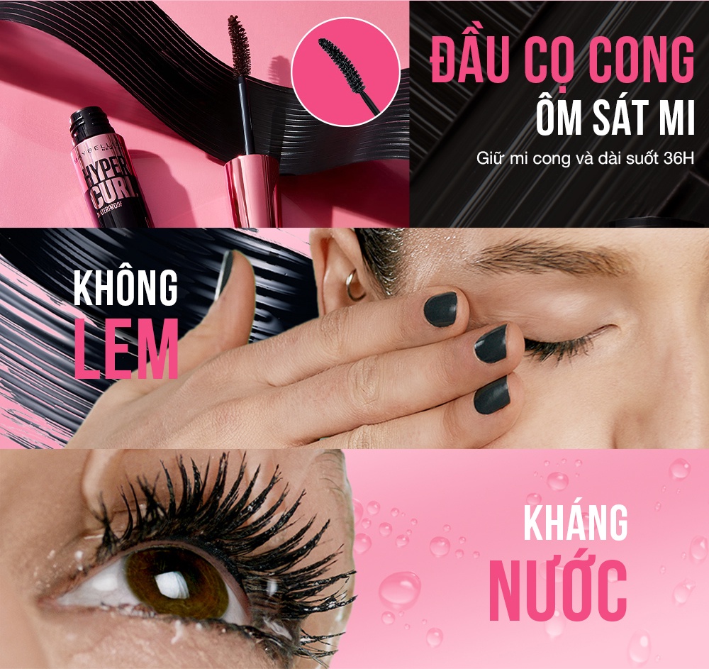 Mô tả Mascara Dài Mi và Cong Mi Maybelline New York Hyper Curl Waterproof Chuốt Mi Đen 9.2ml - 2