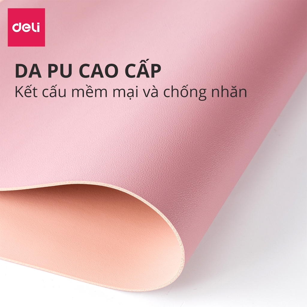 Mô tả Lót Chuột Da DELI 2 Mặt Cỡ Lớn, Bàn Di Chuột Pad Da PU Chống Nước Dày Dặn Siêu Bền Chống Trầy Xước - 5