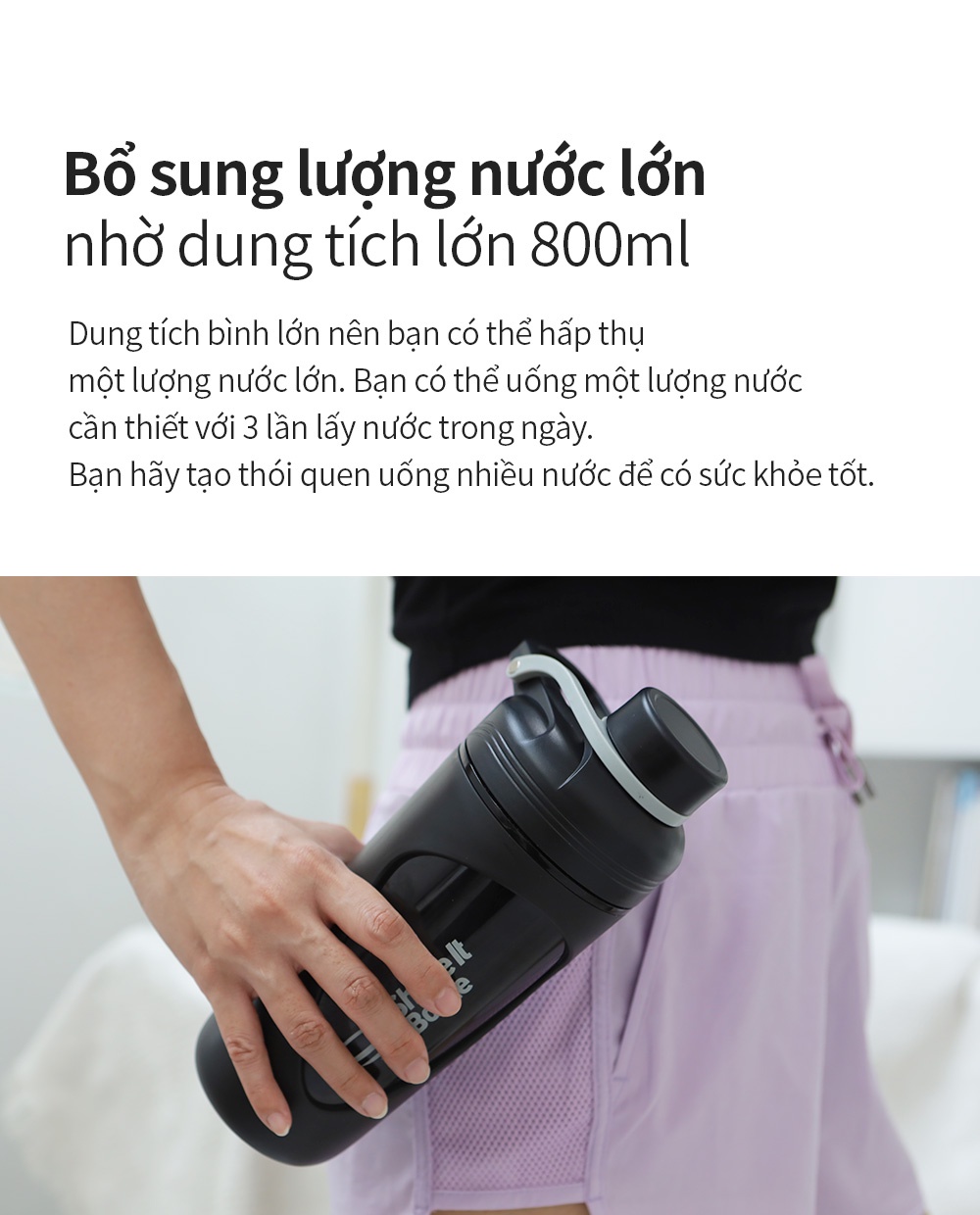 Mô tả Bình lắc LocknLock 800ml Balance Shake It Bottle HAP949, Hàng chính hãng, có quai xách - JoyMall - 3