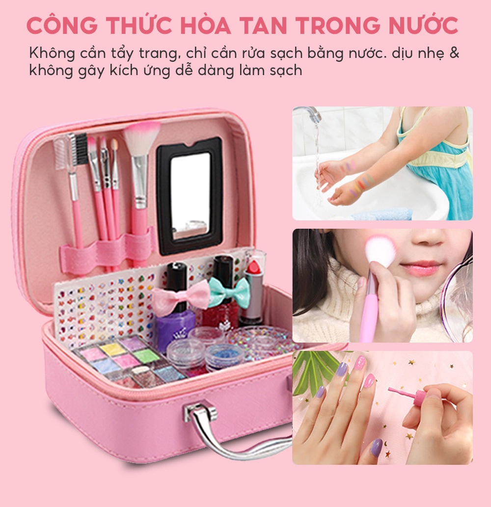 Mô tả Đồ chơi trang điểm cho bé gái Pikaboo, bộ vali và máy ảnh trang điểm cao cấp, an toàn, dễ làm sạch - 6
