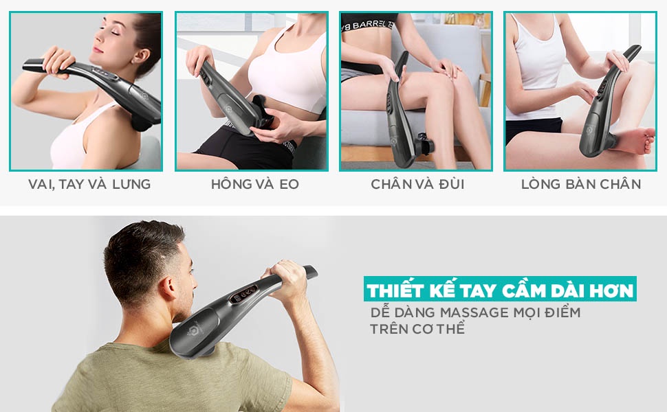 Mô tả Máy Massage Cầm Tay KINGTECH KT-1768 Mát Xa Toàn Thân - Chuyên Sâu Vai Cổ, Chân, Lưng, Tay, Giảm Đau Cứng Cơ - 4