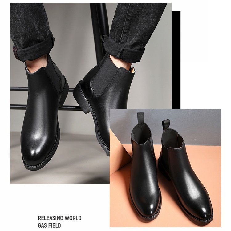 Mô tả Giày da chelsea boots Inichi G1071 da lì loại tốt, có may đế - 3