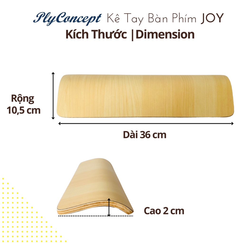 Mô tả Kê Tay Bàn Phím Cơ, Gỗ Uốn Cong ôm Cổ Tay, Chống Mõi, Thoải mái Làm Việc- PlyConcept Joy Palm Rest - 3
