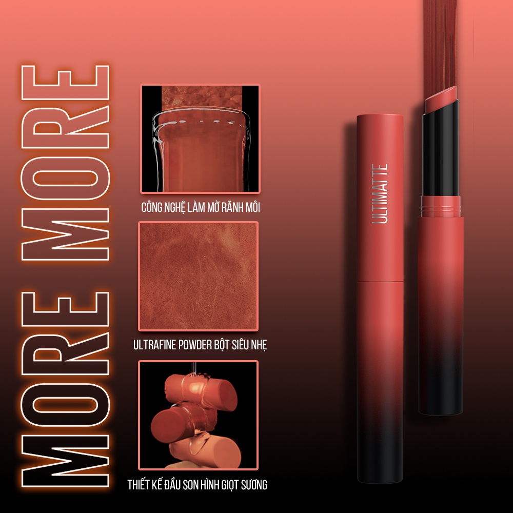 Mô tả Son Lì Mịn Môi Siêu Nhẹ Cao Cấp Maybelline New York Color Sensational Ultimatte 1.7g - 2