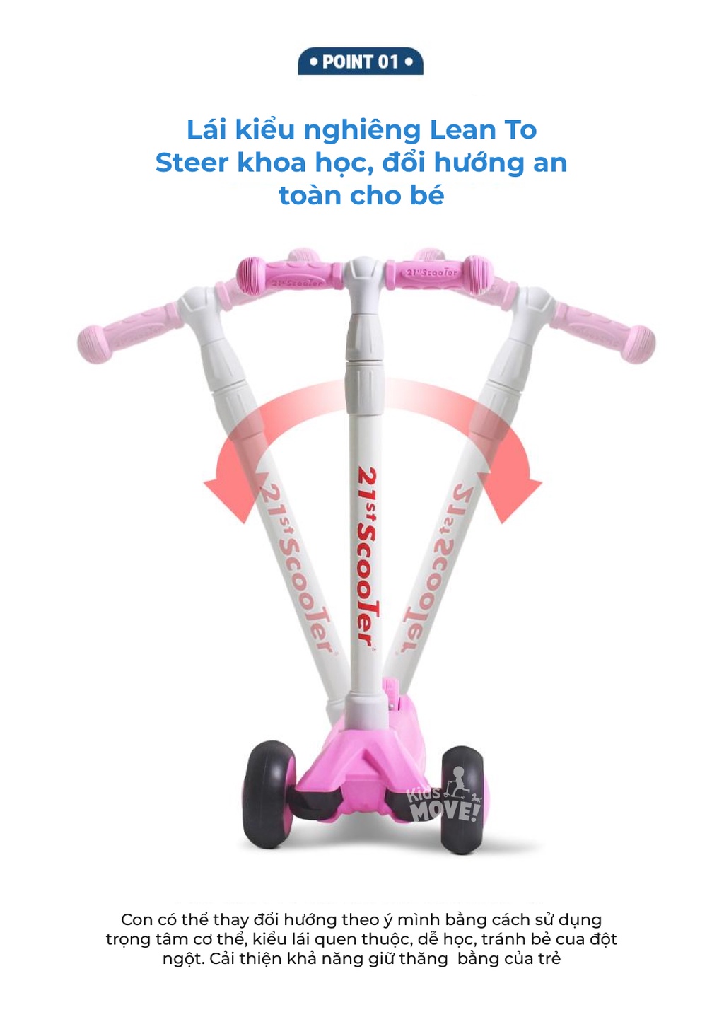 Xe trượt scooter 21stscooter Candy Pro di chuyển êm ái