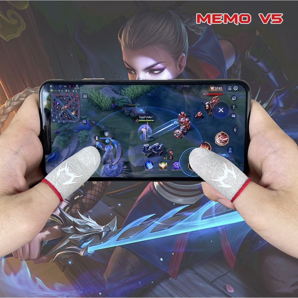Mô tả Găng chơi game ff MEMO gaming carbon sợi bạc chống mồ hôi bao tay freefire pubg liên quân mobile cho điện thoại - 10