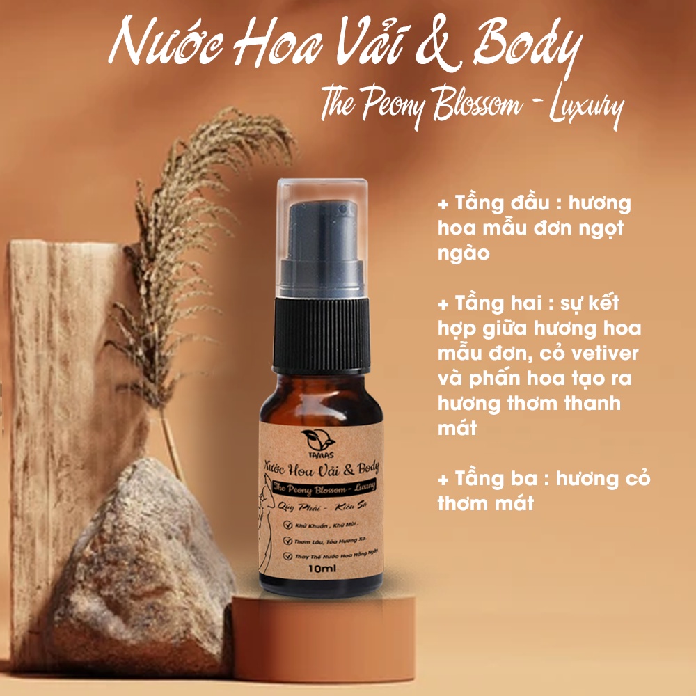 Mô tả Nước Hoa Xịt Thơm Quần Áo TAMAS The Peony Blossom Luxury Chai 10ml, 50ml. - 3