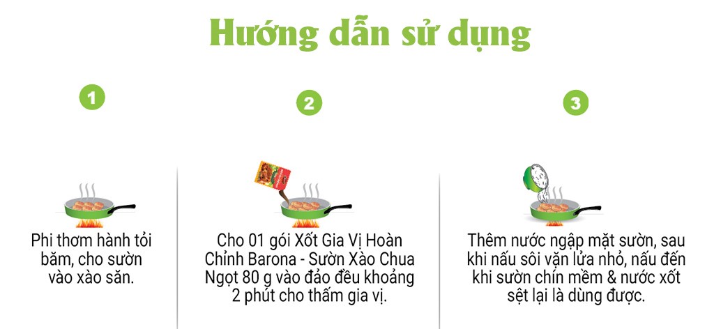 Mô tả Gia Vị Sườn Xào Chua Ngọt Barona 80g ướp ngon chuẩn vị không cần nêm nếm - 4