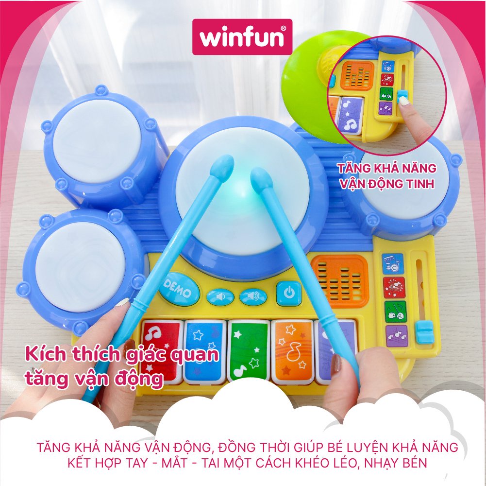 Mô tả Bội trống điện tử cho bé kết hợp có đèn nhạc Winfun 2034 - 5