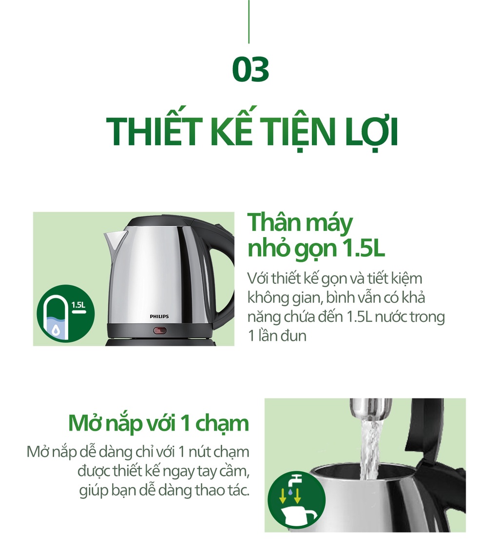 Mô tả Bình đun siêu tốc PHILIPS HD9306 1.5L - Hàng Chính Hãng - 5